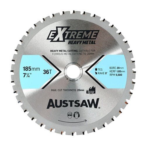 Austsaw Extreme Heavy Metal Blade 185mm x 20mm Bore x 36T - AIMS Industrial Supplies