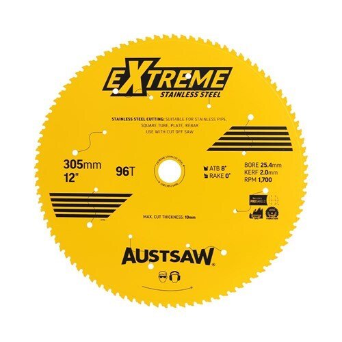 Austsaw Extreme Stainless Steel Blade 305mm x 25.4mm Bore x 96 Teeth - AIMS Industrial Supplies