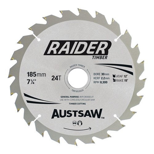 Austsaw Raider Timber Blade 185mm x 30/20 mm Bore x 24 Teeth1
