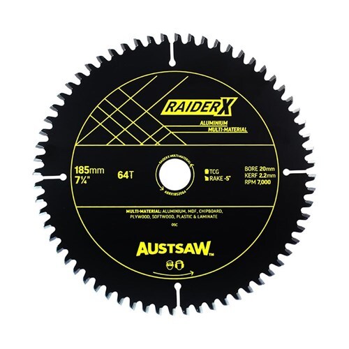 Austsaw RaiderX Aluminium Multi Material Blade 185mm x 20 Bore x 64 Teeth