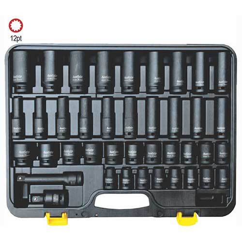 AuzGrip® 1/2'' Sq. Dr. 12 Pt. Deep & Standard Impact Socket Set, 40Pcs1