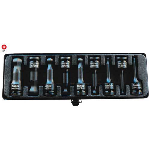 AuzGrip® 1/2'' Sq. Dr. Impact Ball End Hex Bit Socket Metric Set, 9Pcs1