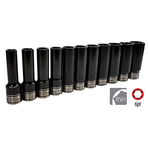 AuzGrip® 1/2'' Sq. Dr. Thin Wall Deep Impact /Hand Socket Set, 11 Pcs.1