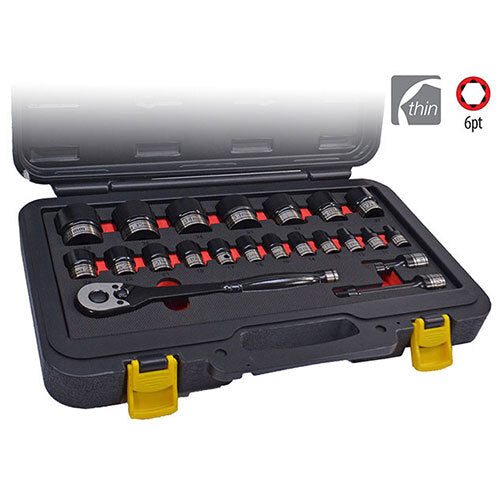 AuzGrip® 1/2'' Sq. Dr. Thin Wall Impact /Hand Socket Set, 22 Pieces1