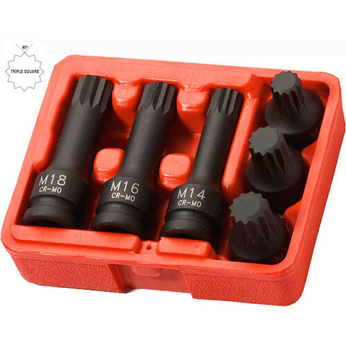 AuzGrip® 1/2" Sq. Drive Impact Tripple Sq. Head Driver Set, 6 Pcs.1