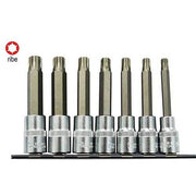AuzGrip® 1/2" Square Drive 100mm Ribe Socket Bit Set, 7 Pieces1
