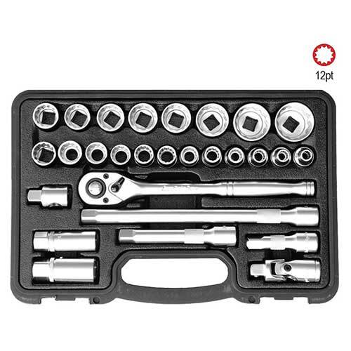 AuzGrip® 1/2'' Square Drive 12 Point Socket Metric Set, 28 Pieces1