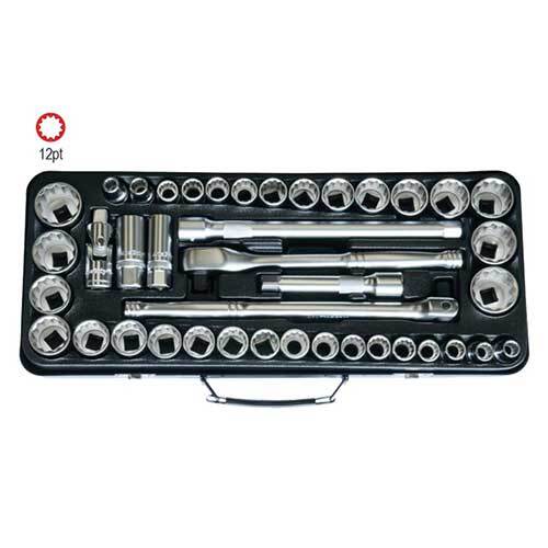 AuzGrip® 1/2'' Square Drive 12 Point Socket Metric/SAE Set, 41 Pieces1