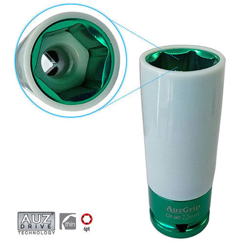AuzGrip® 1/2'' Square Drive Alloy Wheel Impact Socket 22mm, Green