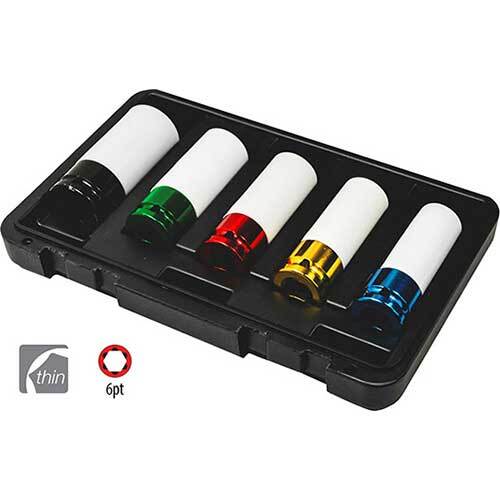 AuzGrip® 1/2'' Square Drive Alloy Wheel Impact Socket Metric Set, 5Pcs1