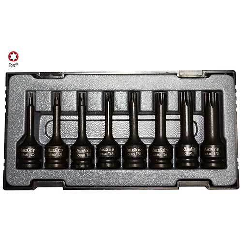 AuzGrip® 1/2'' Square Drive Impact Torx Bit Socket Set 78mm, 8 Pieces1
