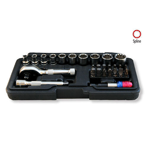 AuzGrip® 1/4" Dual Drive Spline Socket & Bit Metric Set, 28 Pieces1