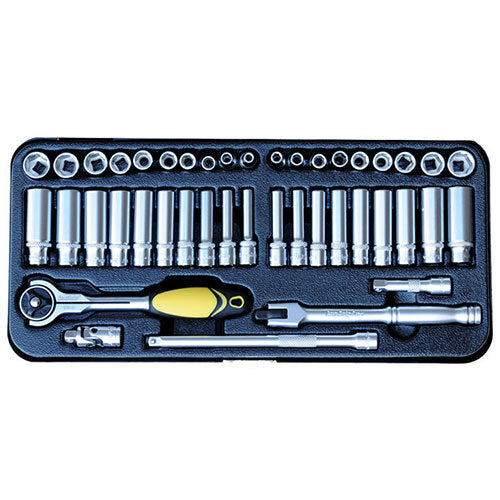 AuzGrip® 1/4'' Sq. Dr. 12 Pt. Deep & Standard Socket Set, 43 Pieces1