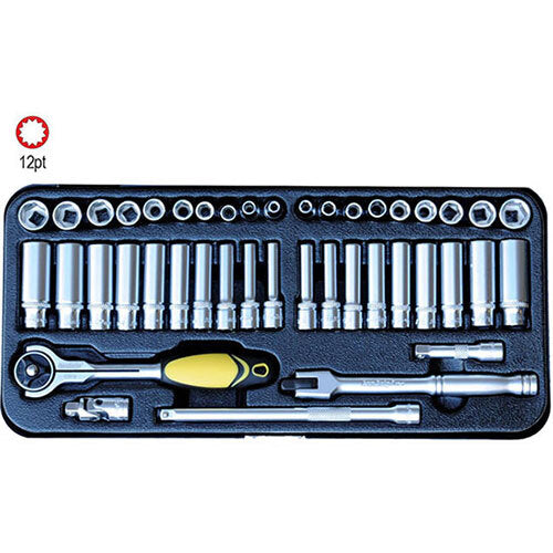 AuzGrip® 1/4'' Sq. Dr. 6 Pt. Deep & Standard Socket Set, 43 Pieces1