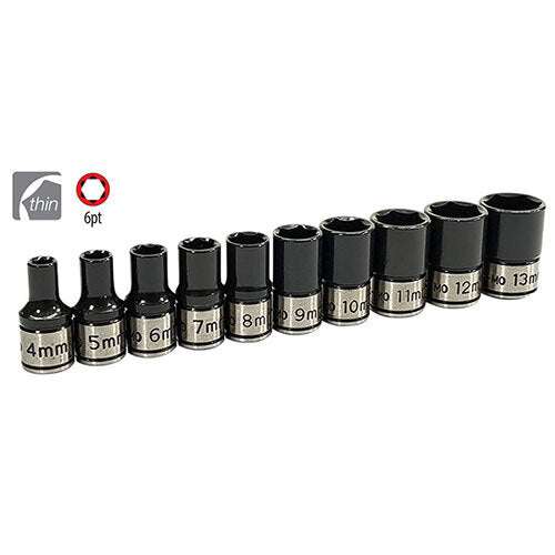 AuzGrip® 1/4'' Sq. Dr. Thin Wall Impact /Hand Socket Set, 10 Pieces1