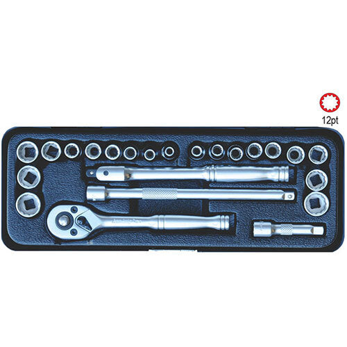 AuzGrip® 1/4'' Square Drive 12 Point Socket Metric/SAE Set, 23 Pieces1
