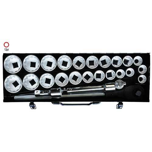 AuzGrip® 3/4'' Square Drive 12 Point Socket Metric/SAE Set, 27 Pieces1