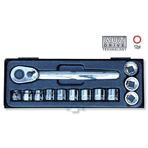 AuzGrip® 3/8'' Sq. Dr. 12 Pt. Low Profile Socket Metric Set, 13 Pieces1