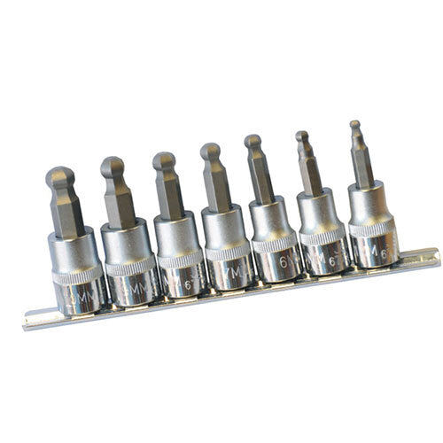 AuzGrip® 3/8" Sq. Dr. 48mm Ball Point Hex Bit Socket SAE Set, 7 Pieces1