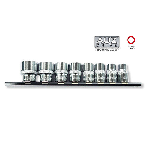 AuzGrip® 3/8" Square Drive 12 Point Socket SAE Set, 8 Pieces1