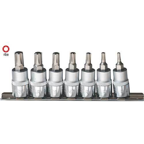 AuzGrip® 3/8" Square Drive 95mm Ribe Socket Bit Set, 7 Pieces1