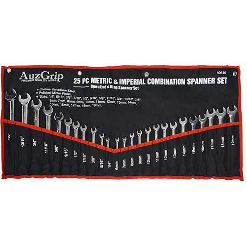 AuzGrip® Combination Spanner Metric/Imperia Set, 25 Pieces1