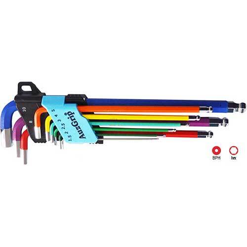 AuzGrip® Extra Long Ball Point Hex Key Imperial Set, 9 Pieces1