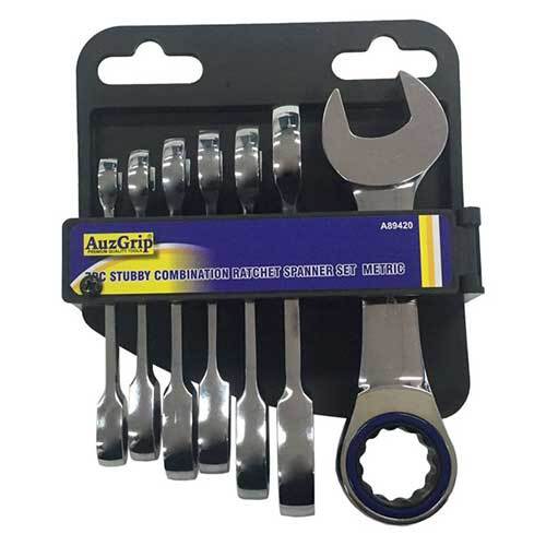 AuzGrip® Stubby Combination Ratchet Spanner Metric Set, 7 Pieces1