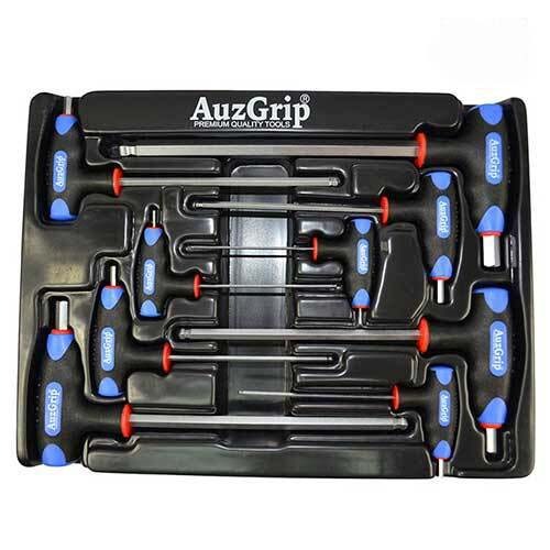 AuzGrip® T-Handle Ball Point Hex Key Imperial Set, 9 Pieces1