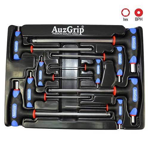 AuzGrip® T-Handle Ball Point Hex Key Imperial Set, 9 Pieces2