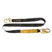 B - Safe 2m Shock Absorbing Lanyard Polyester Webbing With Steel Snap Hooks - AIMS Industrial Supplies