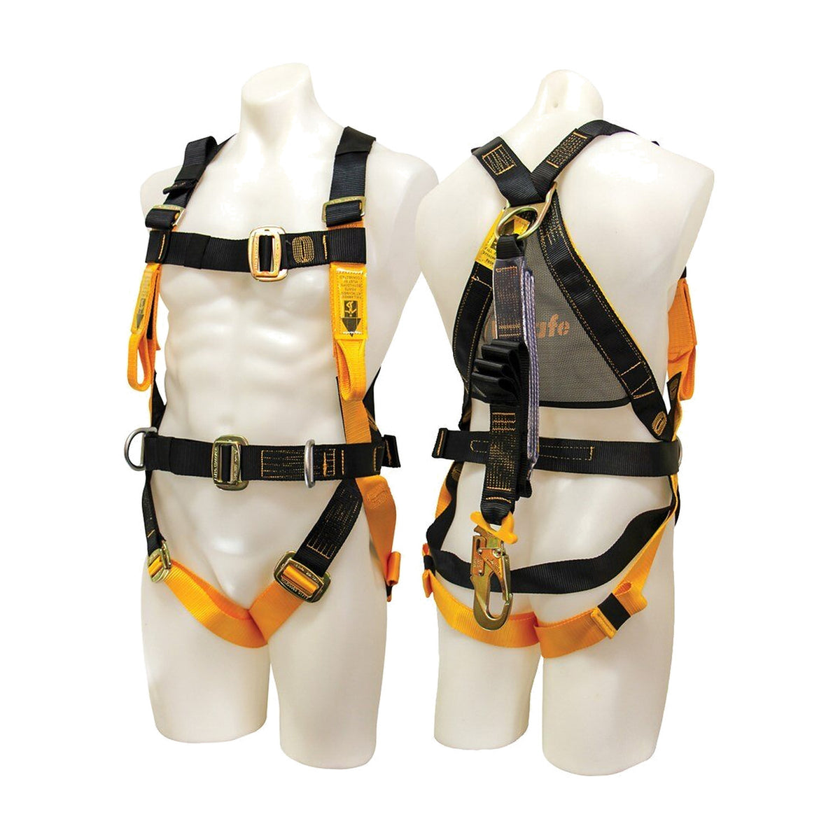 B - Safe All Purpose Fall Arrest Harness With Side D Rings And 2m Web Lanyard Medium