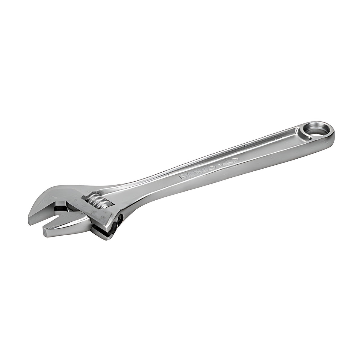 Bahco BAH8074 C chrome plated central nut adjustable wrench, side view