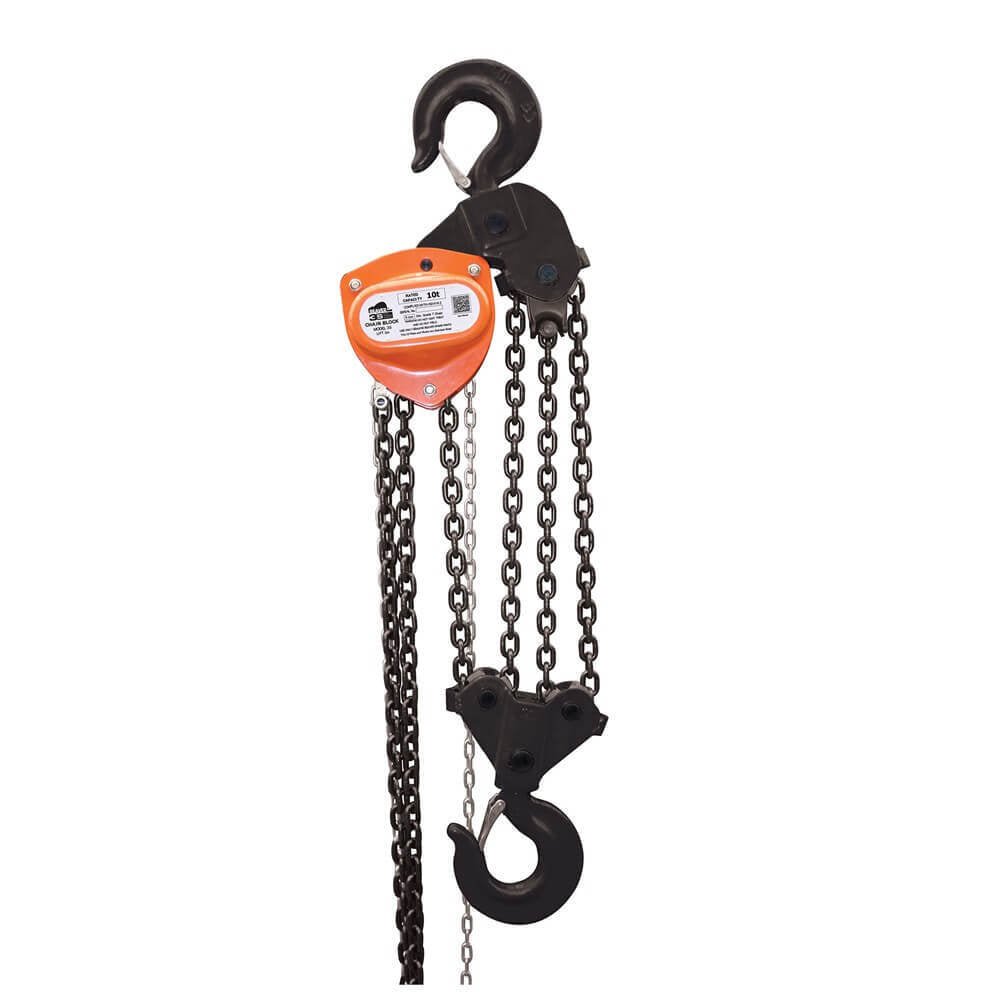 Beaver 3S Overload Industrial Chain Block 3m x 10T (10,000kg) - Orange - AIMS Industrial Supplies