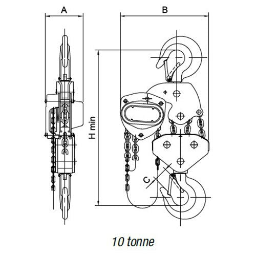 Beaver 3S Overload Industrial Chain Block 6m x 10T (10,000kg) - Orange2