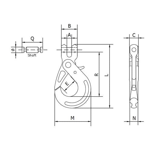 Beaver BV100 G100 Clevis Self Locking Hook - 100mm x 4000kg WLL - AIMS Industrial Supplies