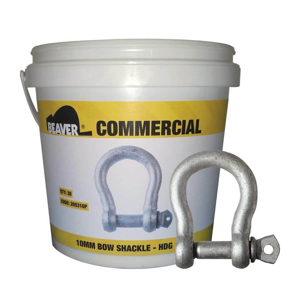Beaver Commercial Screw Pin Bow Shackle Hot Dip Galvanised- 5mm 3/16" - Pail of 50 - AIMS Industrial Supplies