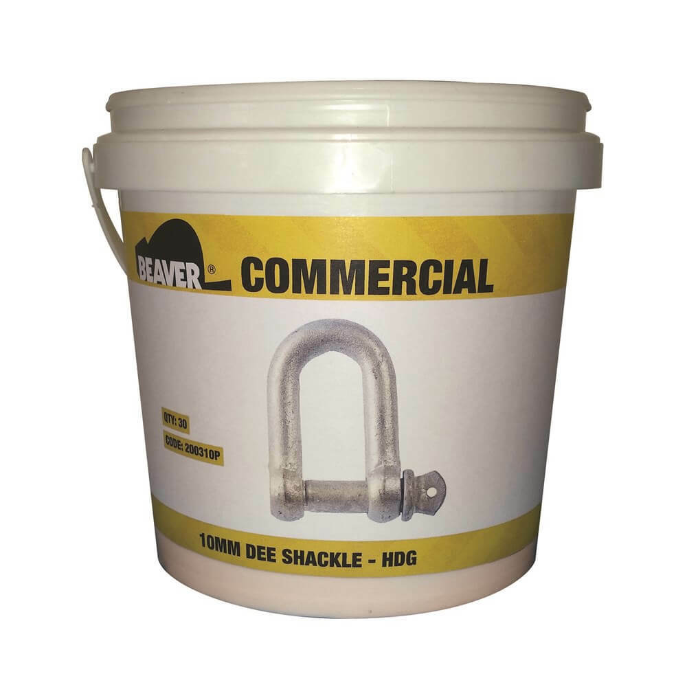 Beaver Commercial Screw Pin Dee Shackle Hot Dip Galvanised- 13mm 1/2" - Pail of 30