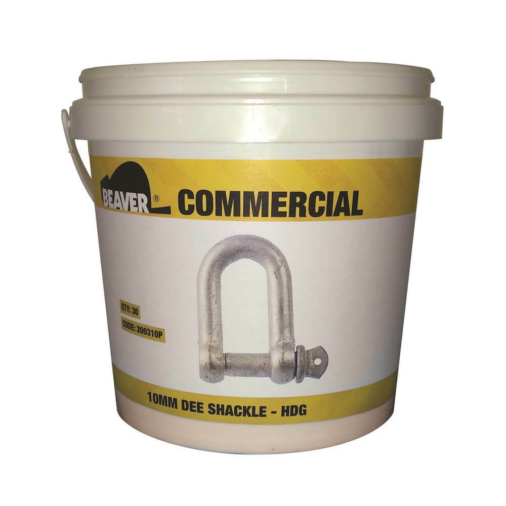 Beaver Commercial Screw Pin Dee Shackle Hot Dip Galvanised- 6mm 1/4" - Pail of 50