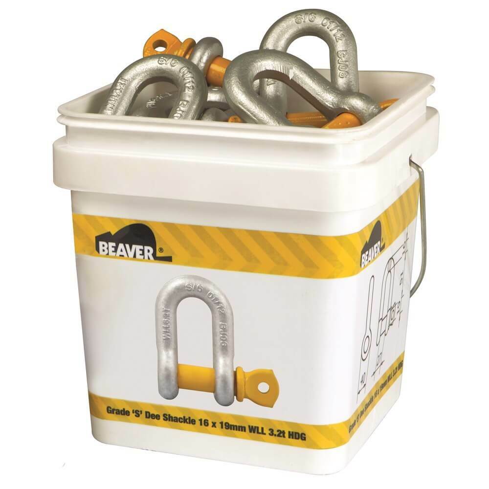 Beaver Dee Shackle Galvanised Screw Pin - 10mm x 11mm x 1000kg 1T WLL - Pail of 30