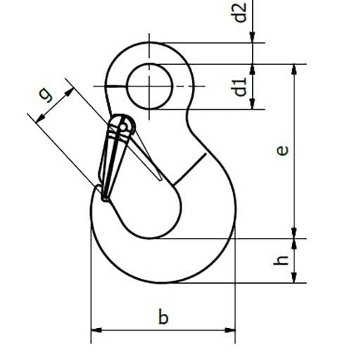 Beaver Grade 80 Eye Sling Hook w/ Safety Latch (1 tonne to 31.5 tonne) - AIMS Industrial Supplies