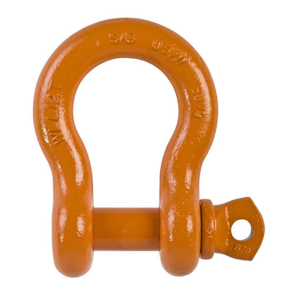Beaver Grade S Screw Pin Bow Shackle Orange-32mm x 35mm x 12000kg 12TonneWLL - AIMS Industrial Supplies