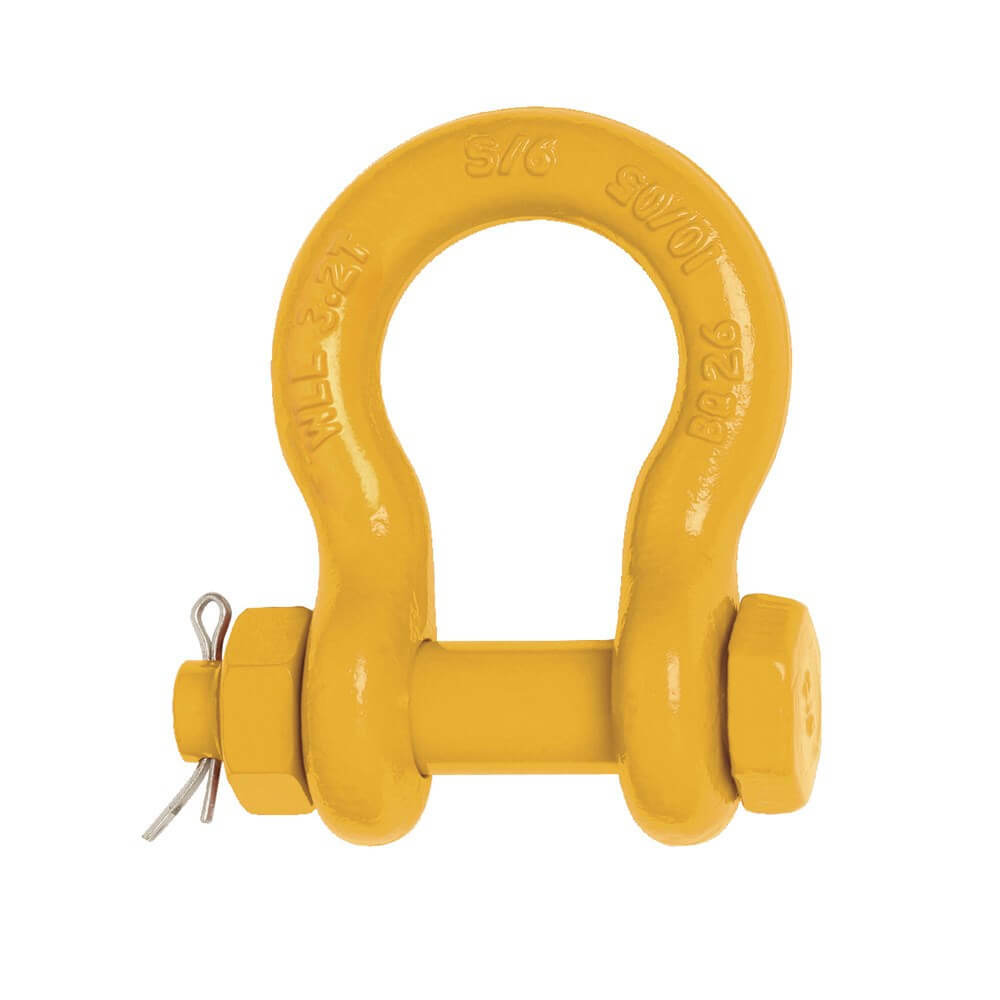 Beaver GradeS Safety Pin Bow Shackle Yellow-16mmX19mmX3200kg 3.2TonneWLL