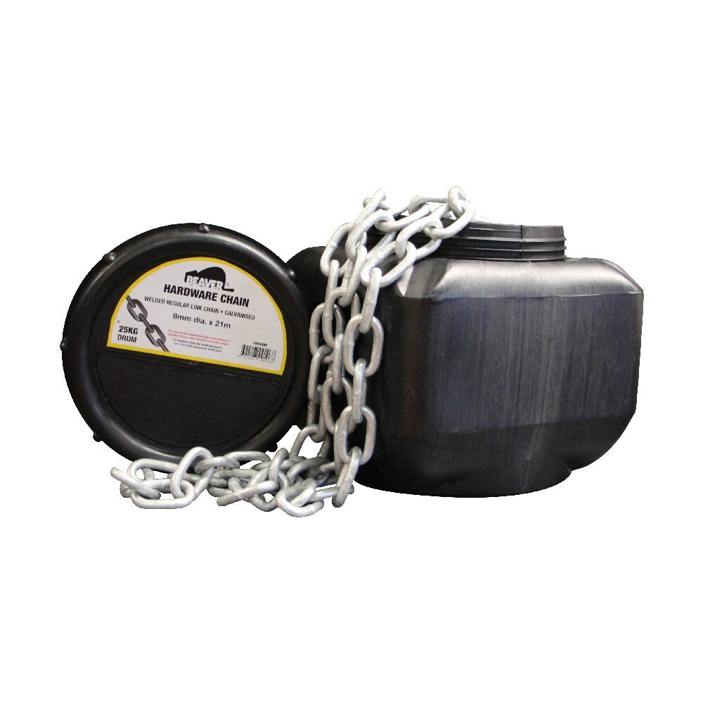 Beaver Proof Coil Chain Regular Link  (25kg)- 4mm x 87m Length (1 Pail)