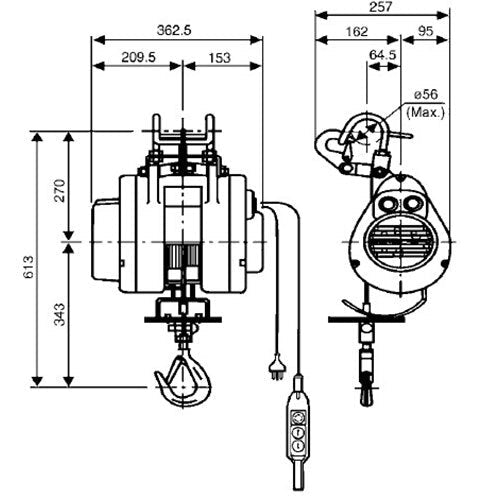 Beaver Single Phase Electric Mini Hoist - 3m x 250kg MRC - AIMS Industrial Supplies