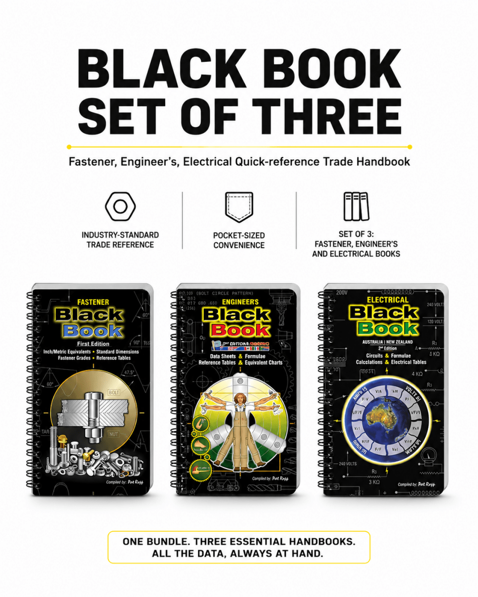 Black Book Set of Three - Fastener, Engineer's, Electrical - AIMS Industrial Supplies