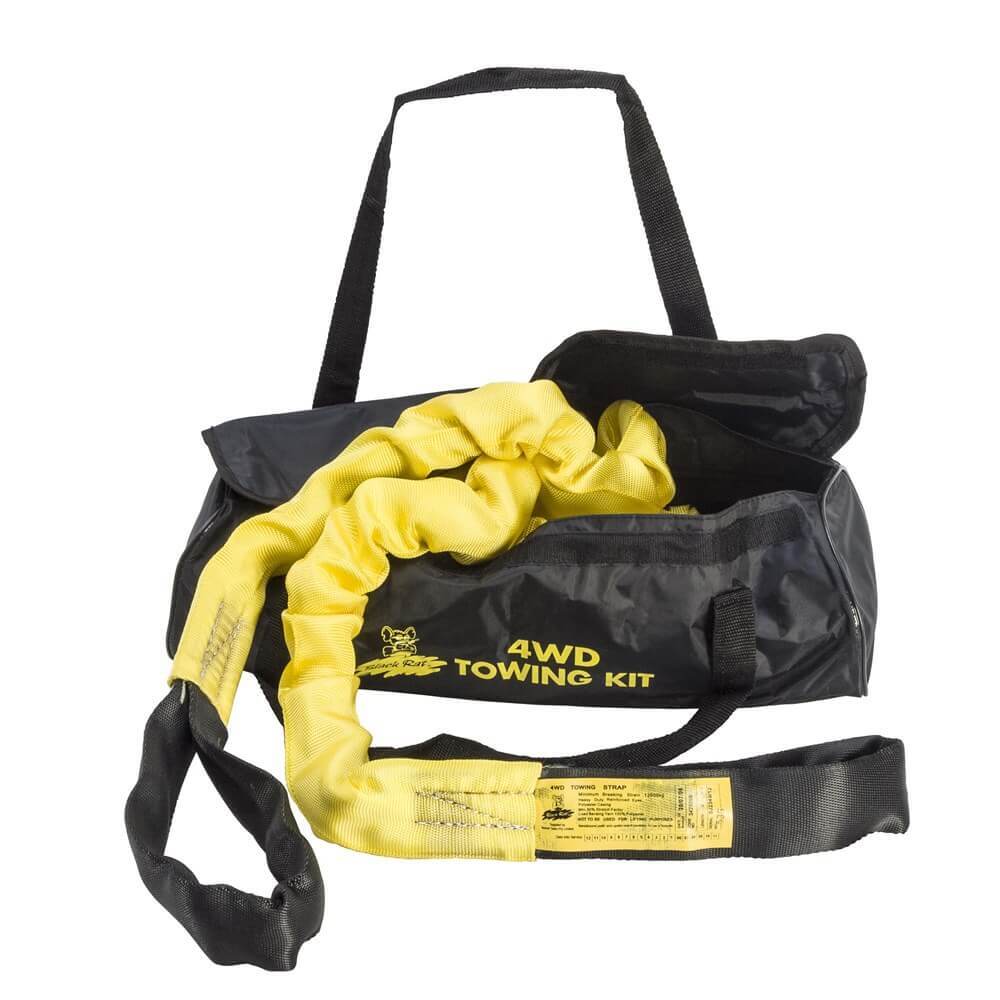 Black Rat 4WD Towing Kit With Carry Bag - 4m x 12000kg 12Tonne MBS - AIMS Industrial Supplies