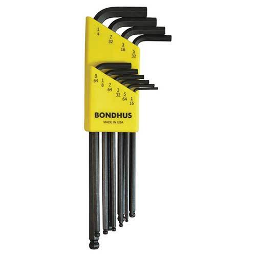 Bondhus BD10938 Ball End L-Wrench Imperial Set (1/16 - 1/4") 10 Pieces - AIMS Industrial Supplies