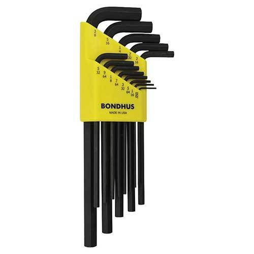 Bondhus BD12137 Hex End L-Wrench Long Imperial (.050 - 3/8") 13 Pieces - AIMS Industrial Supplies