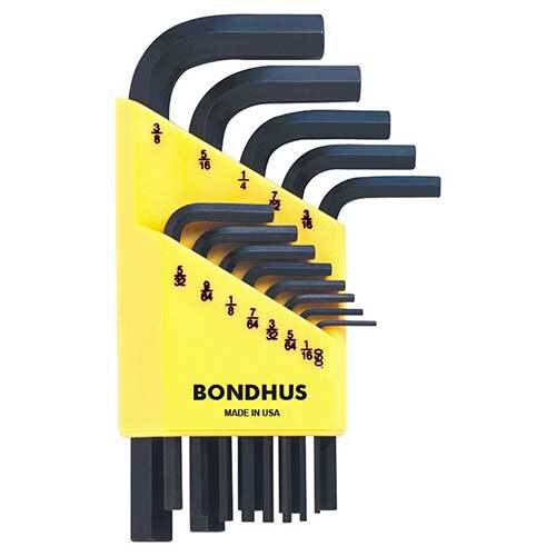 Bondhus BD12237 Hex End L-Wrench Short Imperial (.050 - 3/8") 13 Pieces - AIMS Industrial Supplies
